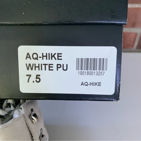 Aqua Womens Hiker Block Heel White Lace Up Hiking Ankle Boots US 7.5 M - Picture 8 of 9